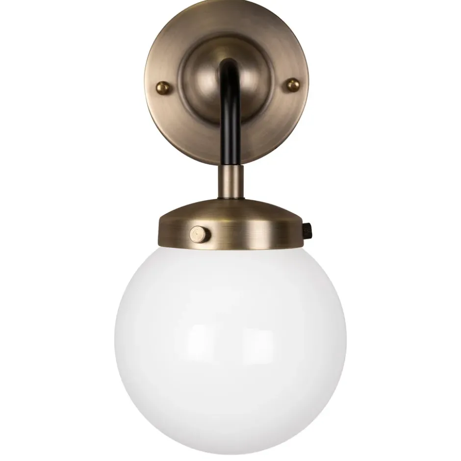 Alley 1 vägglampa IP44, Antikmässing-vit