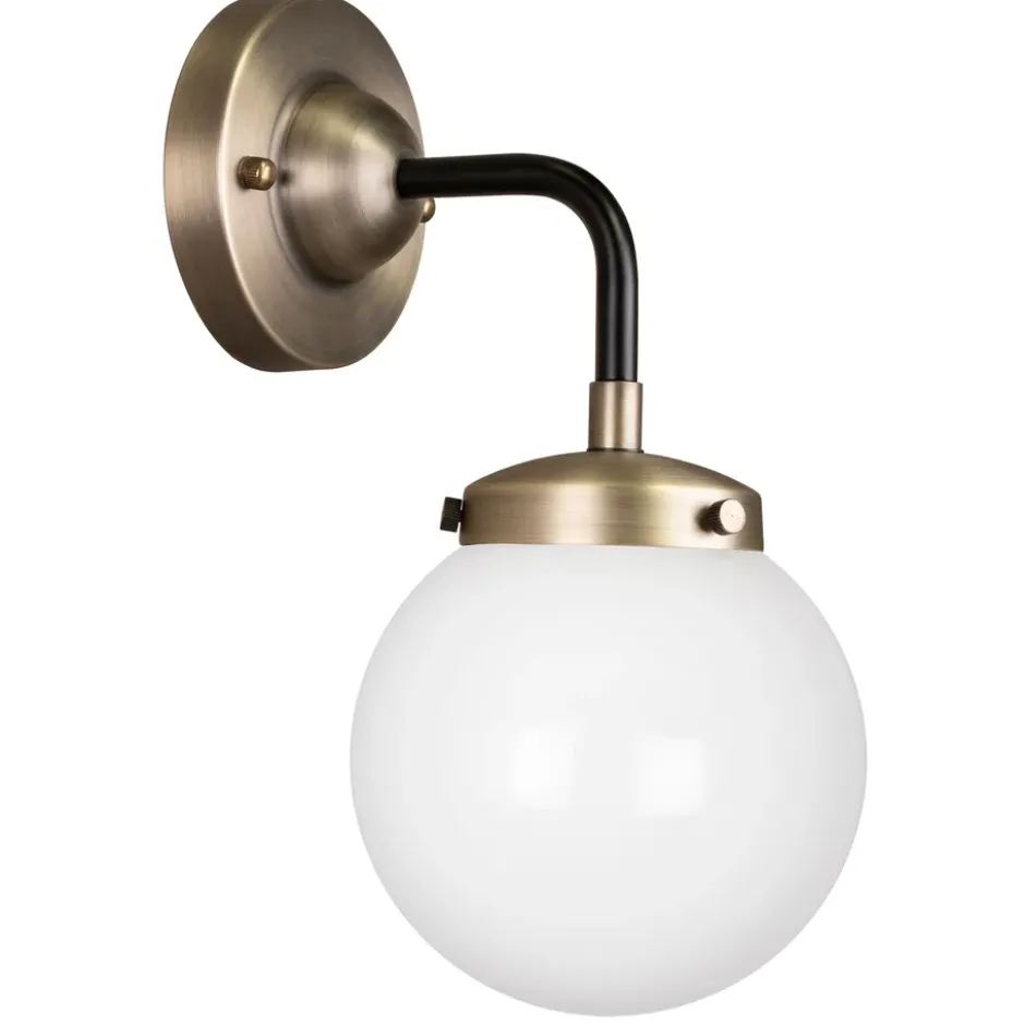 Alley 1 vägglampa IP44, Antikmässing-vit