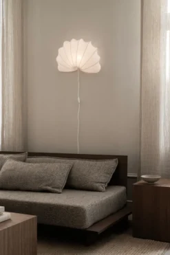 Anna vägglampa L 54 cm, White cotton