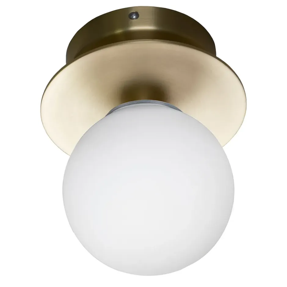 Art Deco IP44 vägglampa/plafond, Borstad mässing