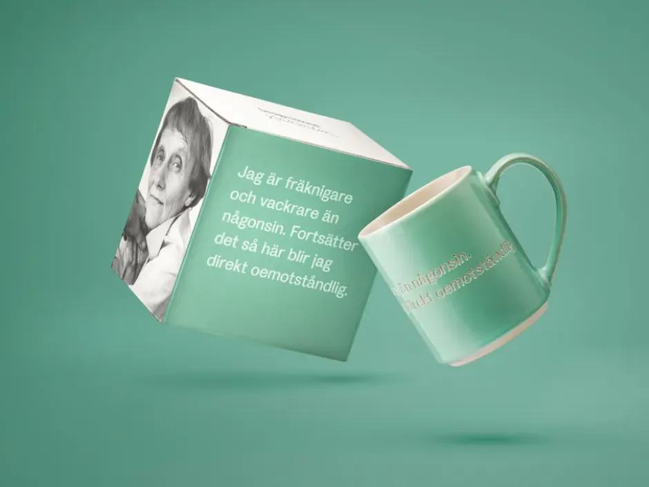 Astrid Lindgren mugg, jag är fräknigare, svensk text