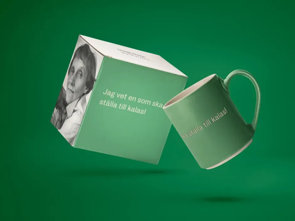 Astrid Lindgren mugg, jag vet en som ska…, Svensk text