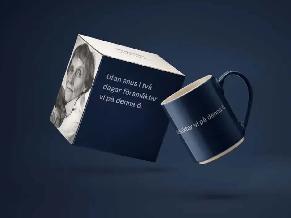 Astrid Lindgren mugg, utan snus i två dagar, Svensk text