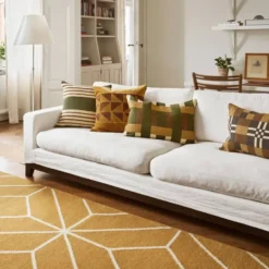 Ayur matta, Masala Yellow-Off White, 320x230 cm