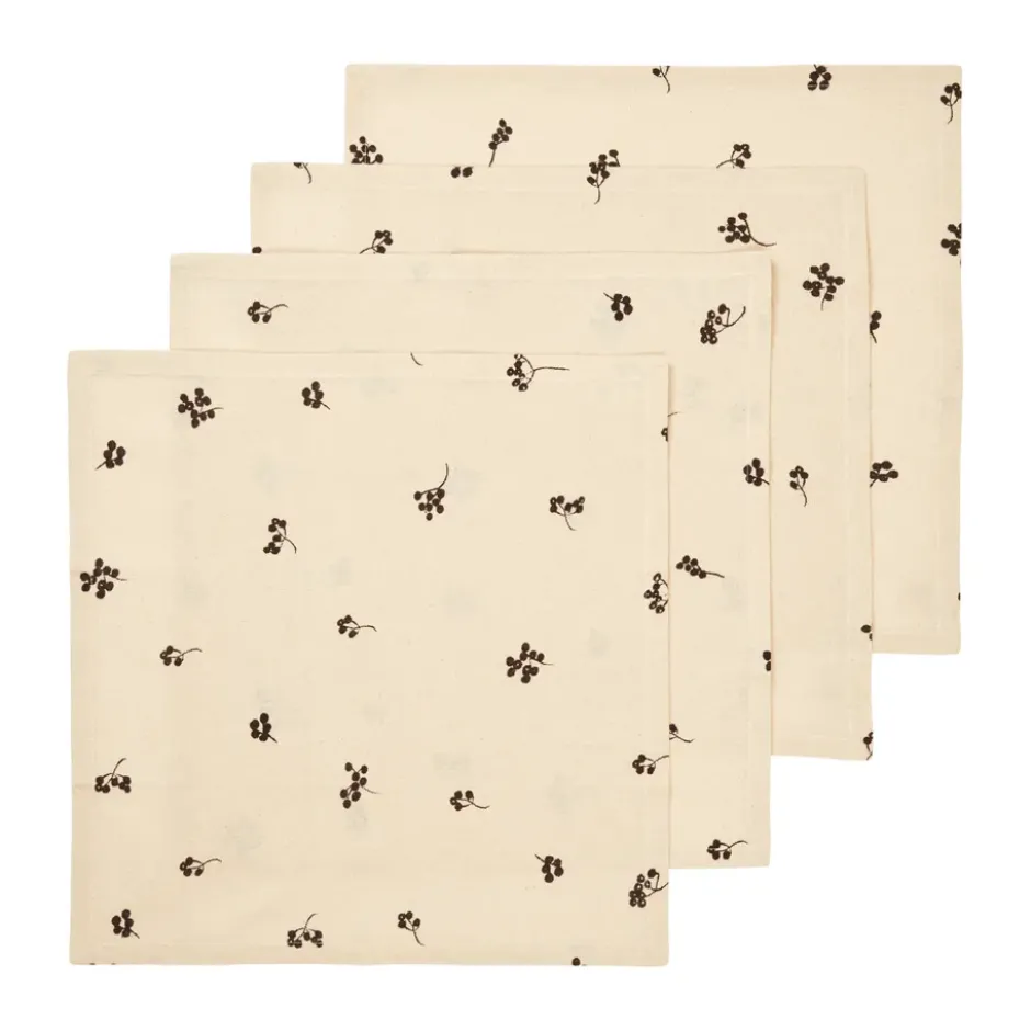 Baies bomullsservett 40x40 cm 4-pack, Natural-dark chocolate