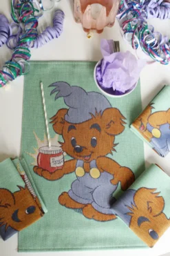 Bamse kökshandduk 35x50 cm, Blå-grön