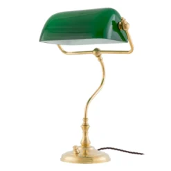 Bankirlampa bordslampa, Mässing-grön