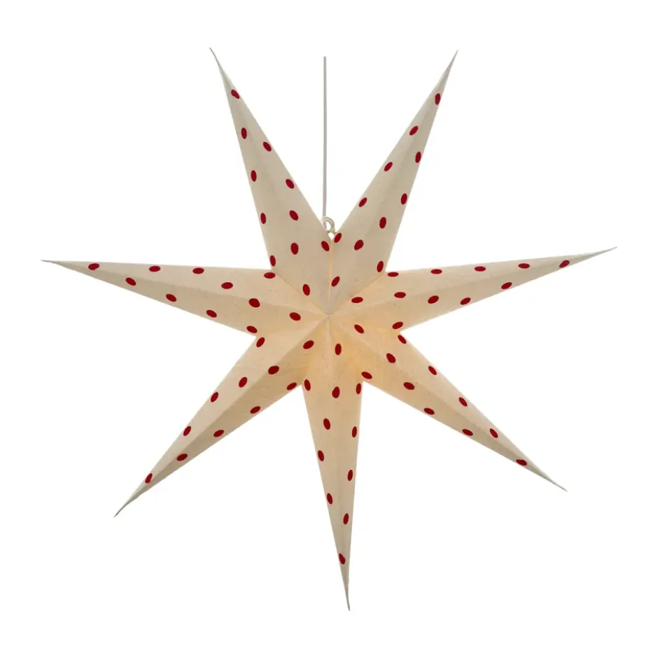 Bare adventsstjärna vit-rödprickig, 80 cm