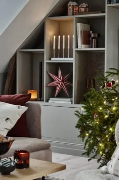 Bare adventsstjärna vit-rödrandig, 45 cm