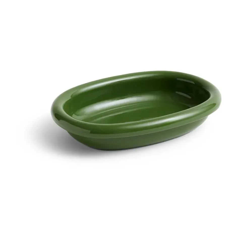 Barro ovalt serveringsfat, Green, small 20x27,5 cm