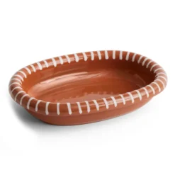 Barro ovalt serveringsfat, Natural with stripes, small 20x27,5 cm
