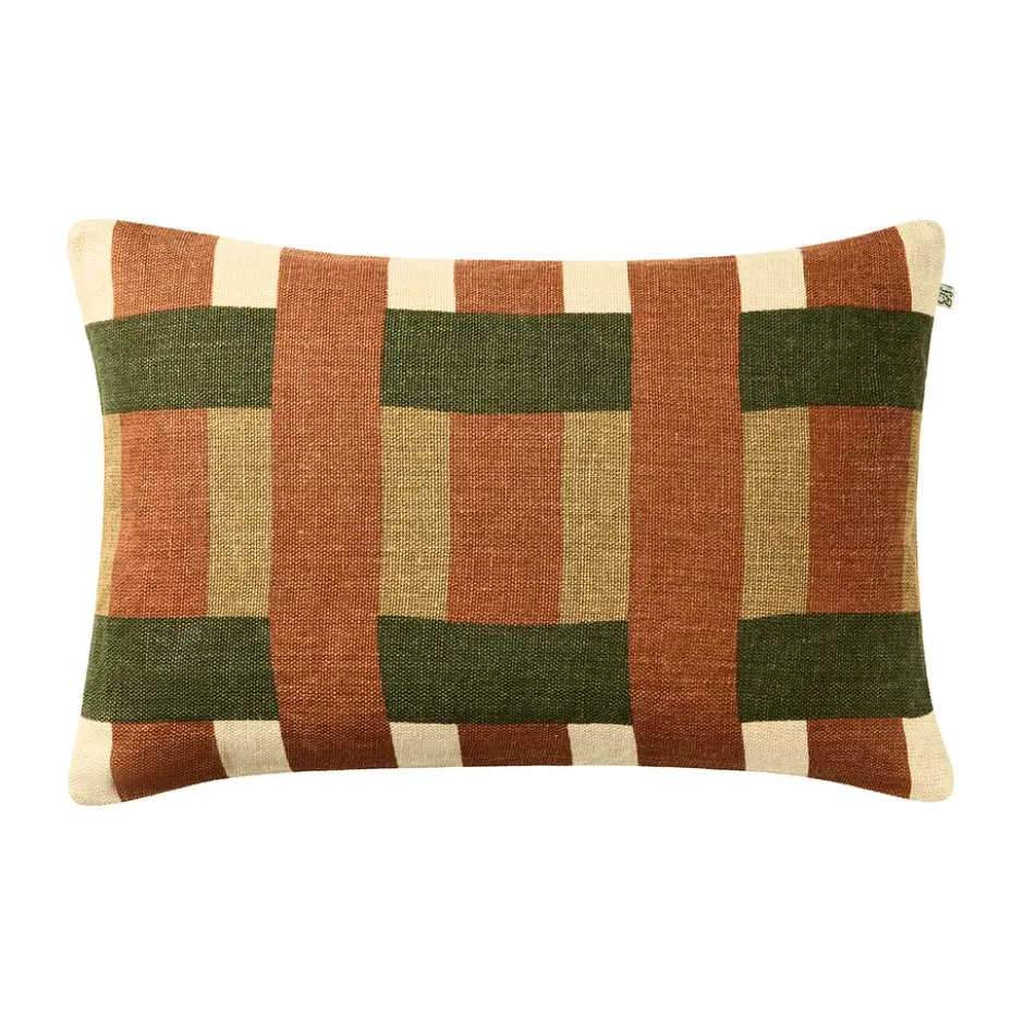 Benaras kuddfodral, Apricot Orange-Khaki-Cactus Green, 40x60 cm