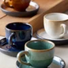 Bitz espressokopp med fat 7 cl, Amber-svart