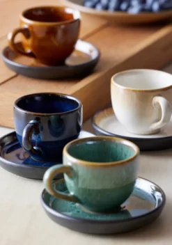 Bitz espressokopp med fat 7 cl, Mörkblå-svart