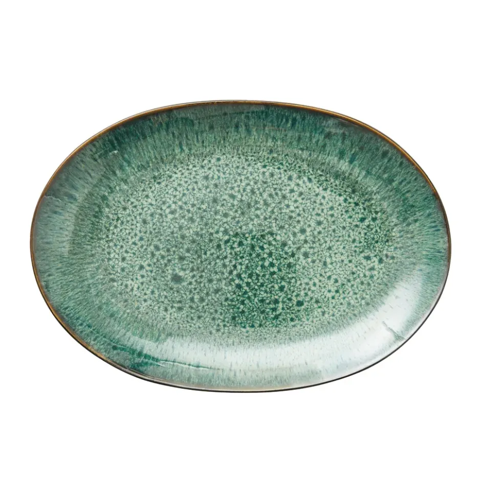 Bitz fat ovalt 25x36 cm, Svart-grön