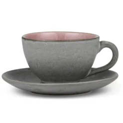 Bitz kopp med tefat grå, Rosa