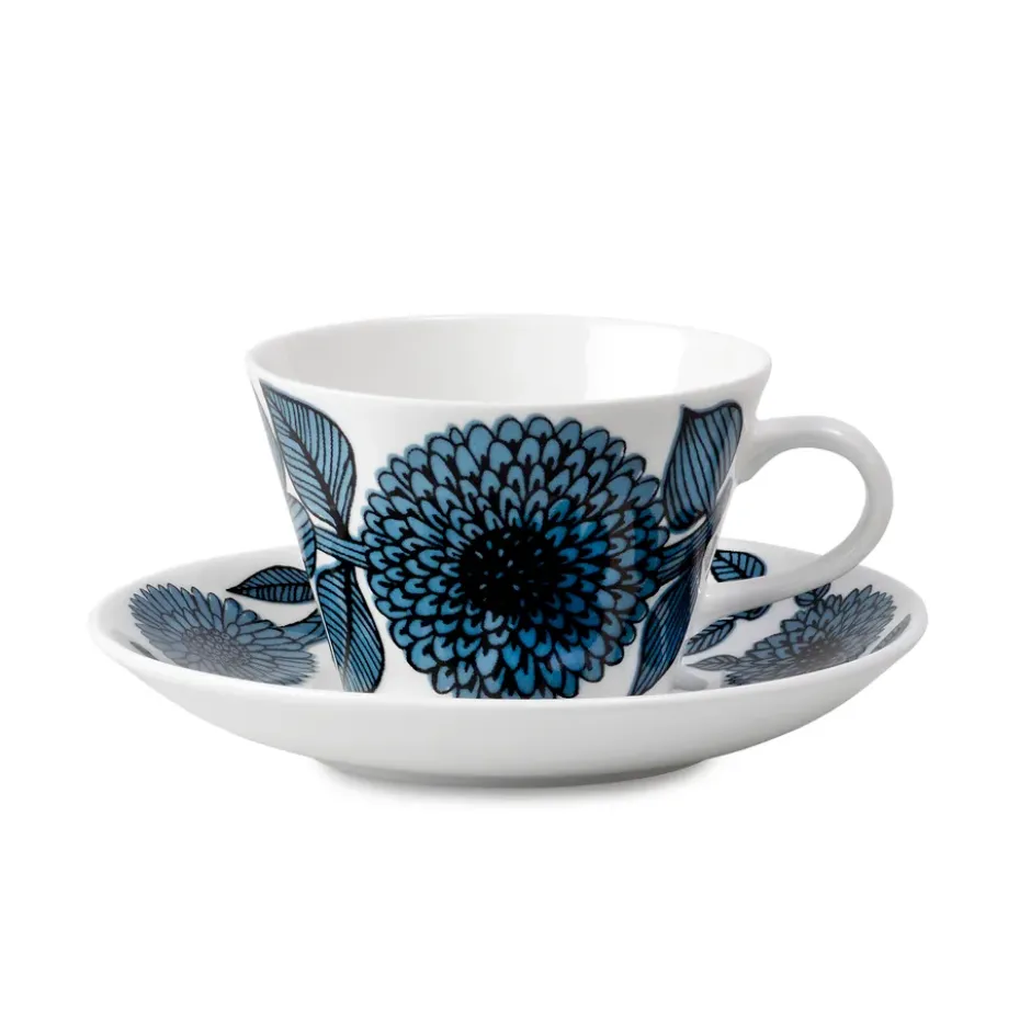 Blå Aster kaffegods kon, Kaffekopp + fat