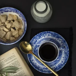 Blue Italian espressokopp med fat, 9 cl