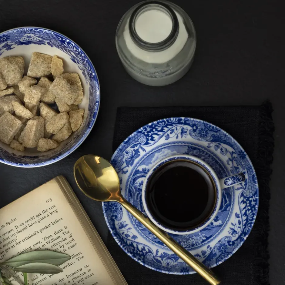 Blue Italian espressokopp med fat, 9 cl