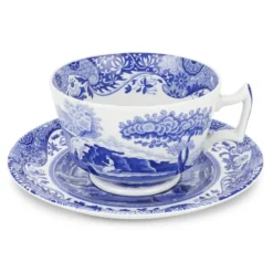Blue Italian frukostkopp med fat, 28 cl