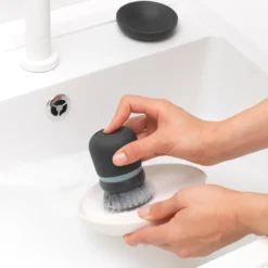 Brabantia diskmedelsbehållare med diskborste, Mörkgrå