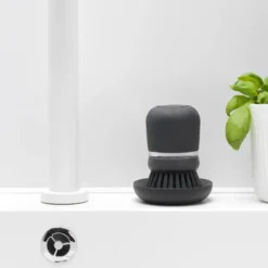 Brabantia diskmedelsbehållare med diskborste, Mörkgrå