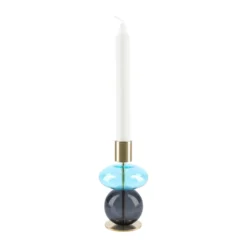 Bubble ljusstake 14 cm, Blå-smoke