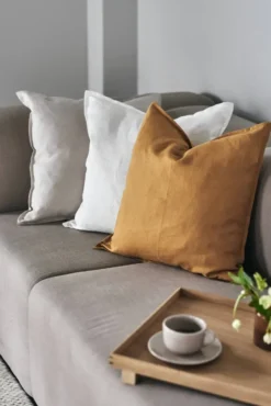 Calm kuddfodral linne 50x50 cm, Mustard