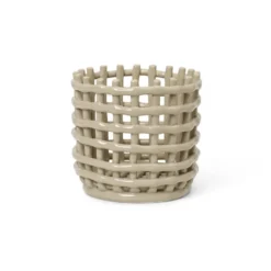 Ceramic flätad korg Ø16 cm, Cashmere