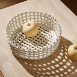 Ceramic flätad skål, Off-white