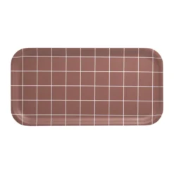 Checks & Stripes bricka 22x43 cm, Brown
