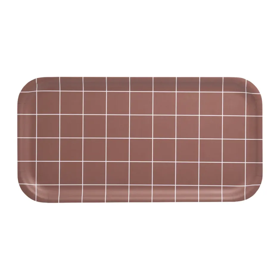 Checks & Stripes bricka 22x43 cm, Brown