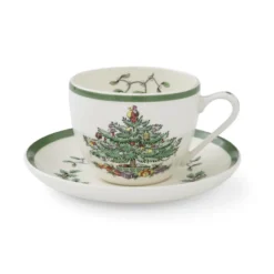 Christmas Tree kopp med fat, White-green-red, 20 cl
