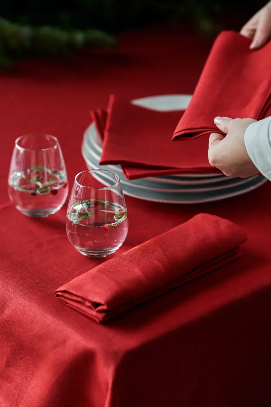 Clean linneduk 145x250 cm, Red
