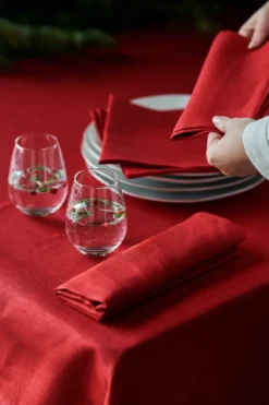Clean linneservetter 45x45 cm 4-pack, Red