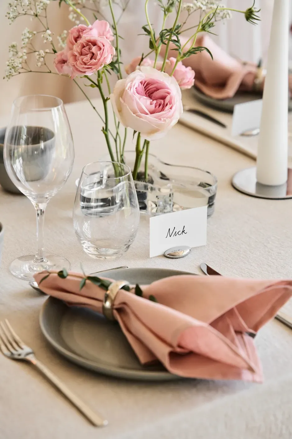Clean linneservetter 45x45 cm 4-pack, dusty rose