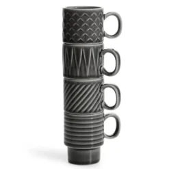 Coffee & More espressokopp 4-pack, Grå