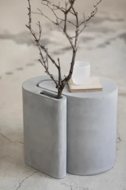 Concrete pall/sidobord 37 cm, Grey
