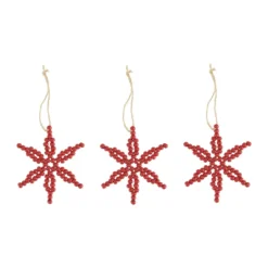 Craft julgranshänge snöflinga 3-pack, Röd