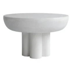 Crown sidobord low Ø65 cm, Bone white