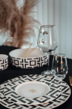DECO skål 1,5 liter, Vit-svart