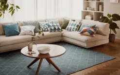 Diamond matta 184x280cm, Heaven blue- off white