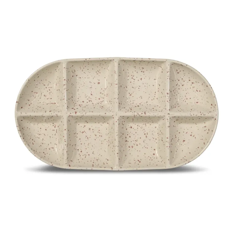 Ditte serveringsfat stor 20x36 cm, Beige-vinröd