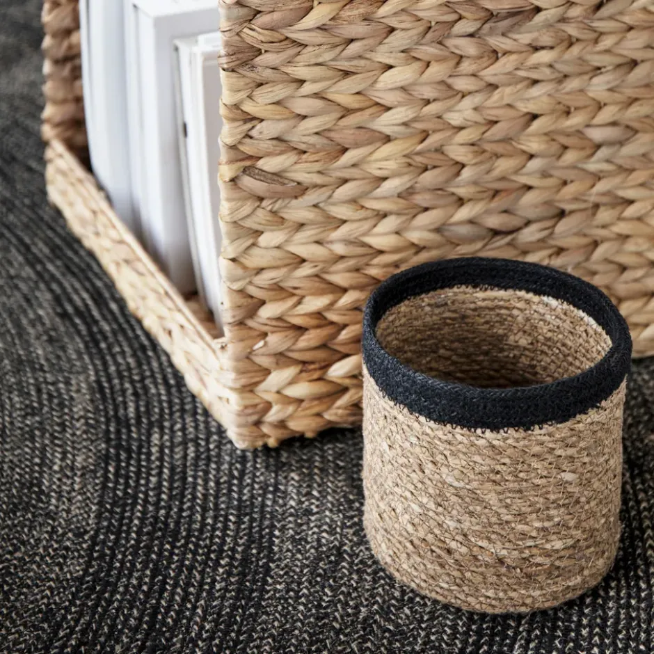 Emil förvaringskorg 3-pack small, Natur-svart