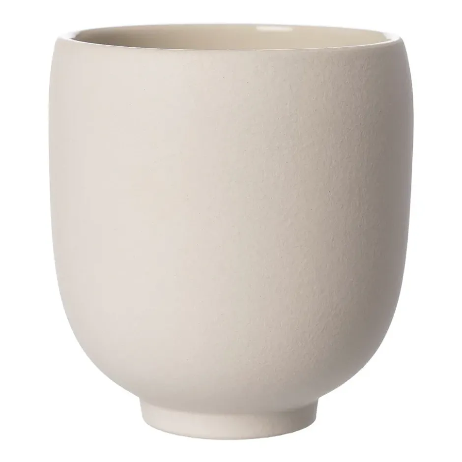 Ernst kruka på fot naturvit, H15 cm Ø14 cm