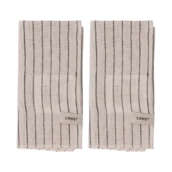 Ernst servetter 2-pack randig 40x40 cm, Svart-beige