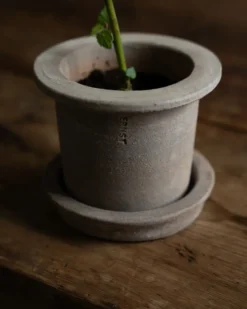 Ernst terrakotta kruka med fat, Ø12x10 cm