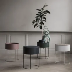 Ferm Living plant box rund, ljusgrå