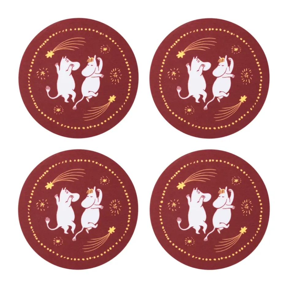 Festliga stunder mumin glasunderlägg 4-pack, Ø9 cm