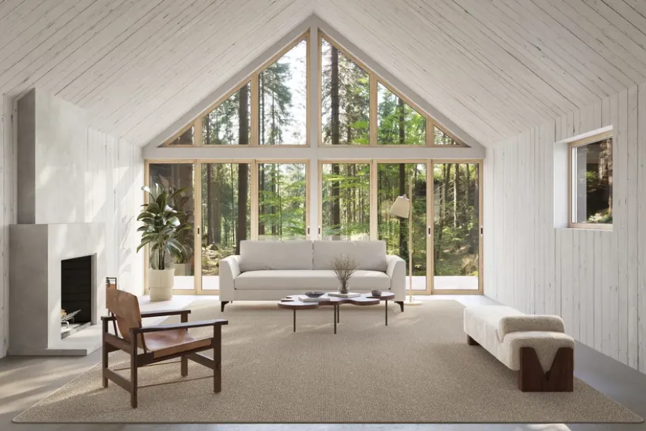Fjellmyr matta med langett, Naturbeige, 400x400 cm